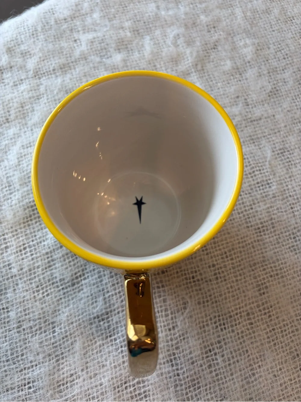 Star Trek star fleet stoneware yellow coffee mug.  22oz.
